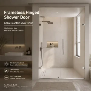 Modern Frameless Hinged Shower Door with Tempered Glass Anti-Splash Design for Hotel Use Custom Size