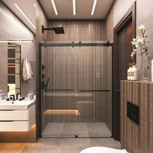 Modern Frameless Tempered Glass Bypass Sliding Shower Doors for Hotel Bathroom