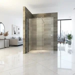 Modern Frameless Walk-in Shower Enclosure Set with Wheel Slide Door, Folding Screen, and Tempered Glass for Hotels