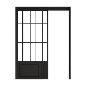 Modern French Design Glass Sliding Pocket Door With Aluminum Frame & Hardware Kit Finished Surface For Mall Application