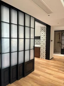 Modern French Sliding Door No-Bottom-Track Soft-Closing Telescopic Aluminum Glass Door for Bedroom and Outdoor Use