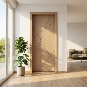 Modern French-Style Solid Wood Double Door with Glass, Sound-Insulated, for Commercial and Residential Use