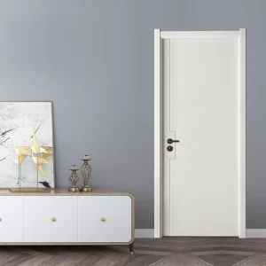Modern French-Style White Molded HDF Wooden Bedroom Door, Single Leaf, Hotel Villa School