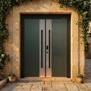 Modern Front Entry Door 72×96 Double-Leaf Steel Security Door for Villa