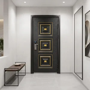 Modern Front Entry Exterior Residential Security Aluminum and Steel Door for Hotel and Villa Outdoor Use