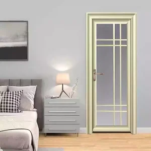 Modern Frosted Tempered Glass Swing Door for Toilet Customizable Aluminum Casement Fiberglass Interior Door