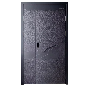 Modern German-Style Aluminum Armored Entrance Door with Stainless Steel Waterproof Sheet Metal