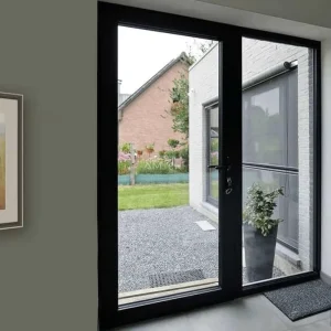 Modern Glass Villa House Aluminium Frame Exterior Double Swing French Casement Door with Grills