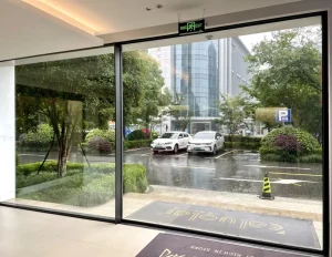 Modern Grey Matte Powder Coated Anti-Fade Weatherproof Fire Prevention External Glass Sliding Door for Entry Villa Hotel