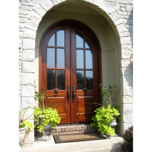 Modern Half-Round Arch-Top Double Solid Wood Front Entry Doors