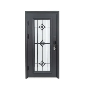 Modern Handcrafted Decorative Glass Exterior Security Door for Residential Buildings
