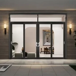 Modern Heavy-Duty Aluminum Sliding Door for Villas, Malls, and Schools with Telescopic System and Smart Lock Compatibility