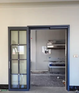 Modern Heavy-Duty Double-Glass Interior Trackless Slide-and-Swing Aluminum Alloy 3-Track Sliding Door