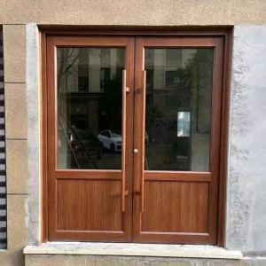 Modern High Impact Aluminum Glass Double Swing Entry Door for Commercial Patio