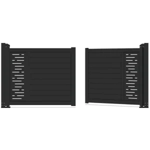 Modern Horizontal Slat Aluminum Swing Gate Powder-Coated Surface for Residential or Commercial Use