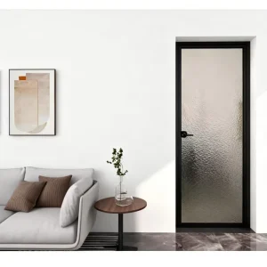 Modern Hotel Aluminum-Framed Swing Bathroom Door, Waterproof Tempered Glass for Shower Rooms