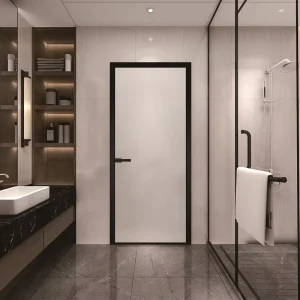 Modern Indoor Bathroom Narrow-Frame Casement Aluminium Interior Swing Glass Door