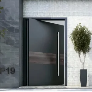 Modern Insulated Pivot Aluminum Entry Door with Digital Smart Lock, Exterior Security Door