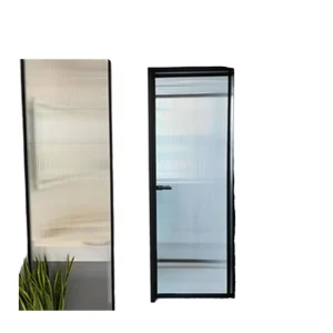 Modern Interior Double Swing Glass Entrance Doors, Aluminum, Hotel Restaurant Kitchen, French Design