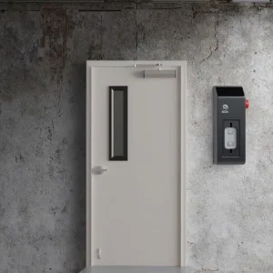 Modern Interior Fire Rated Steel Door with Stainless Steel Screen Netting Rolling Hardware and Fire Certification