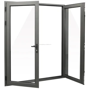 Modern Interior Hotel Aluminium Hinge Swing Casement Door with Double-Glazed Tempered Glass, Awning and Sliding Aluminum Frame