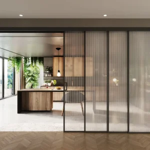 Modern Interior Narrow Frame Aluminum Sliding Doors Soundproof Double Glazed Tempered Glass Waterproof Living Outdoor Hospital