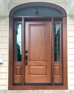 Modern Interior Solid Teak Wood Door with Glass for Front Entrances