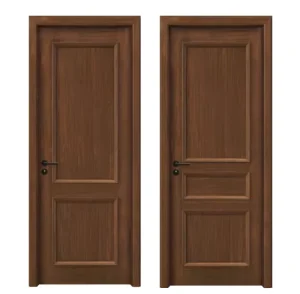 Modern Interior Solid Wood Door in Dark Walnut Oak for Villa Apartment Hotel Home