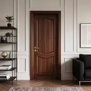 Modern Interior Solid Wood Painted Walnut Veneer Door with Baked Finish, Waterproof for Living Room and Hotel
