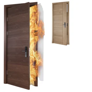 Modern Interior Solid Wood WPC Fire-Rated Doors with Waterproof Finished Surface for Hotel Use