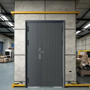 Modern Interior Steel Security Door 7cm Entrance Single Double for Apartment Office Warehouse Fire Prevention Transom Rental