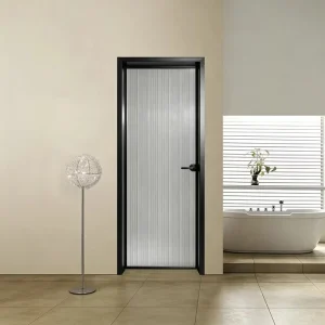 Modern Interior Waterproof Decorative Frosted Glass Swing Door with Aluminum Frame for Bathroom