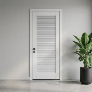 Modern Interior Wood Louvre Door with Composite Construction and Wood Grain Finish for Warehouses and Workshops