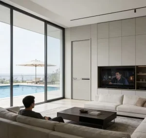 Modern Invisible Door for Pool Penthouse Living Room