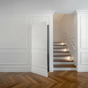 Modern Invisible Hidden Door Flush Wall Panel MDF Secret Door Frameless Design for Living Room Staircase Entrance