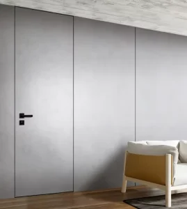 Modern Invisible Wooden and Aluminum Alloy Concealed Door with Finished Surface for Villas