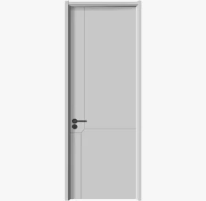 Modern Lacquered Solid Wood Composite Interior Door with Arched Lines