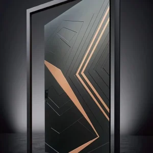 Modern Large Cast Aluminum Pivot Front Door with 3D Embossed Pattern for Villa, Warehouse, or Courtyard