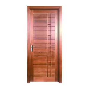 Modern Mahogany Solid Wood 6-Panel Interior Door with Pine and Decorative Features