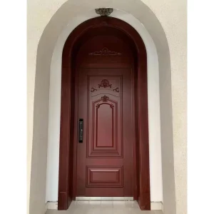 Modern Mahogany Solid Wood Entry Door Exterior Front Door with Glass for Houses