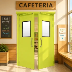 Modern Manual Closing Stainless Steel Double Leaf Hospital Traffic Swing Doors with Finished Surface