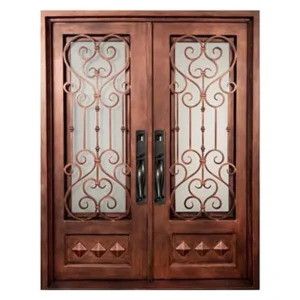 Modern Manual Steel Exterior Double Front Door Waterproof Finish for Villa Entry