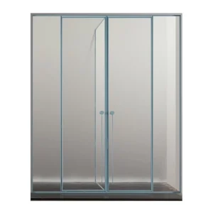 Modern Matt Black Aluminum Frame Double Sliding Shower Door Kits for Bathroom Shower Room Door Hotel Shower Room