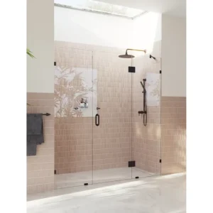 Modern Matte Black Luxury Bathrooms Frameless Hinge Shower Door CE Certified Clear Tempered Glass