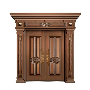 Modern Metal Entry Door with Copper and Steel Security Construction