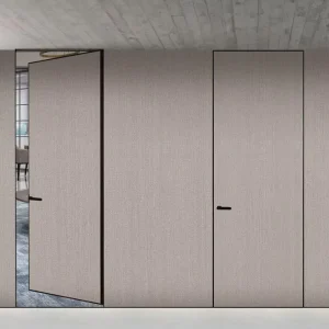Modern Minimalist Aluminum Alloy Frame Melamine Bedroom Door with Fiberglass Screen Netting