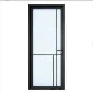 Modern Minimalist Aluminum Alloy Glass Bathroom Door Ultra Slim Frame Interior Swing Toilet Door