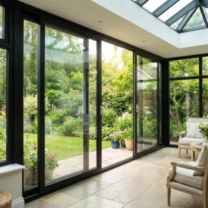 Modern Minimalist Aluminum Alloy Sliding Door for Living Room and Balcony Glass Partition