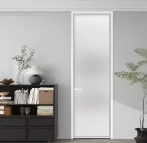 Modern Minimalist Aluminum Alloy Tempered Glass Swing Door for Bathroom, Kitchen, and Balcony