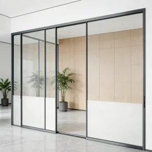 Modern Minimalist Aluminum Glass Sliding Door Double Layer Tempered Glass Waterproof for Interior Villa Hotel